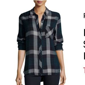 Rails Hunter Plaid Long-Sleeve Shirt, Indigo/Emerald size small
